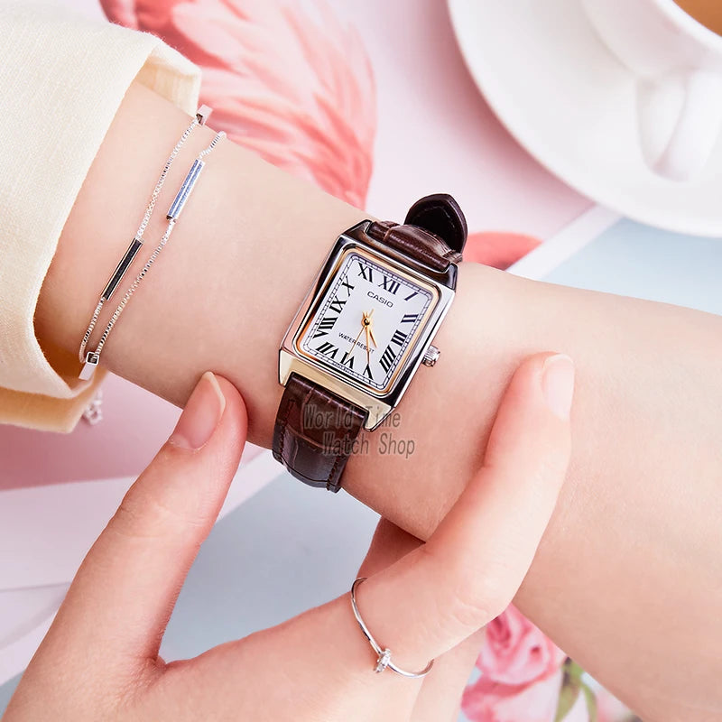 Casio Ladies Rectangle Leather Watch