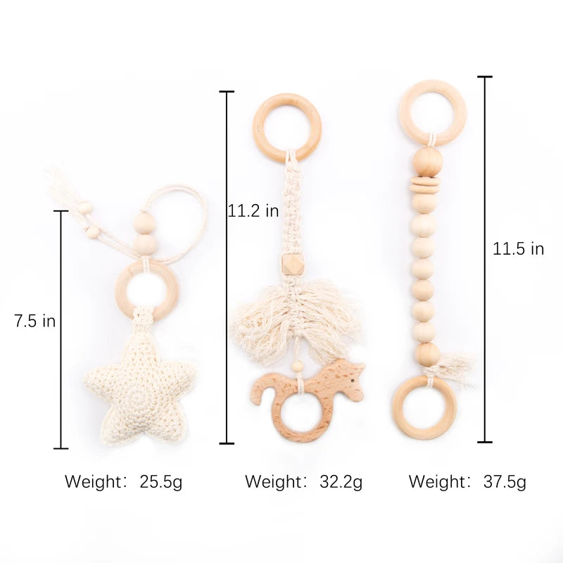 1set Baby Wooden Rattle Toys Play Gym Mobile Hanging Sensory Toys Foldable Play Gym Frame Activity Gym Baby Room Decorations Toy