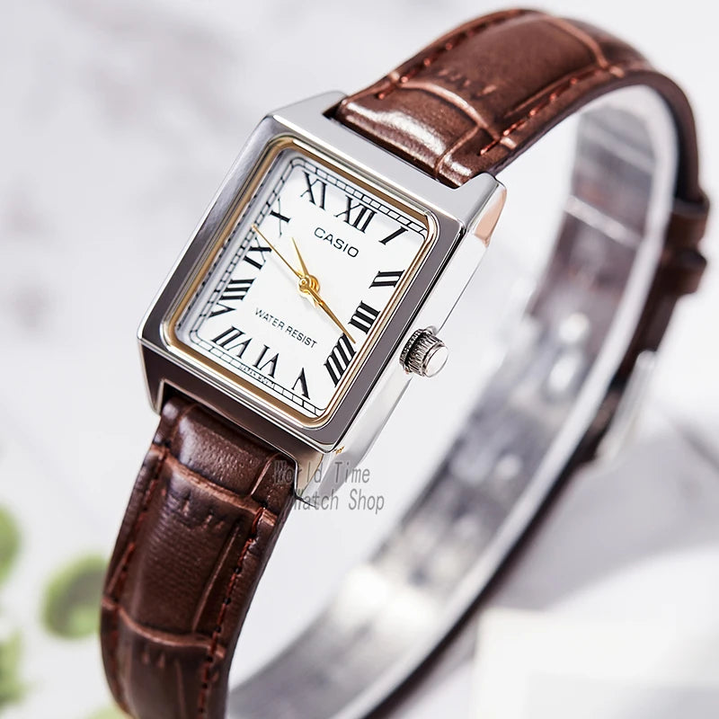 Casio Ladies Rectangle Leather Watch