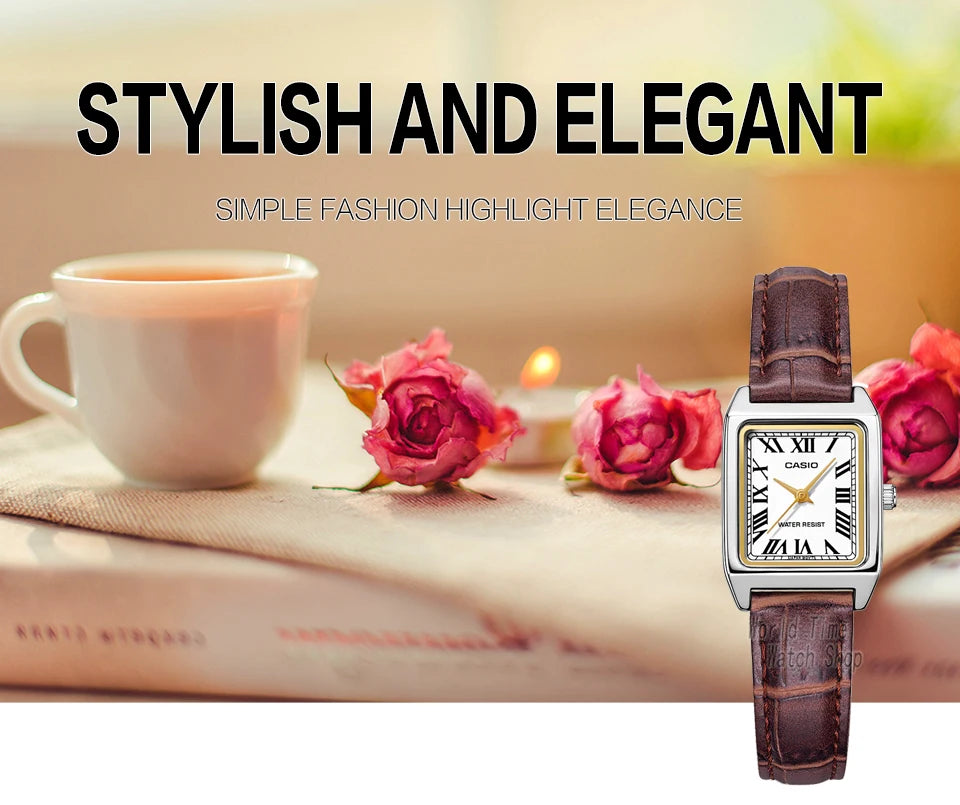Casio Ladies Rectangle Leather Watch