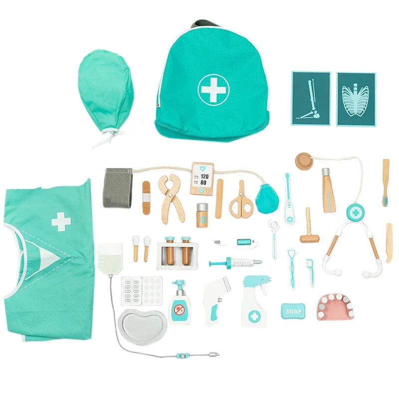 Educational Toys For Kids Toys Role Pretend Play Toy Wooden Pretend Play Doctor Children's Toy Girl Medical Simulation Toys Set