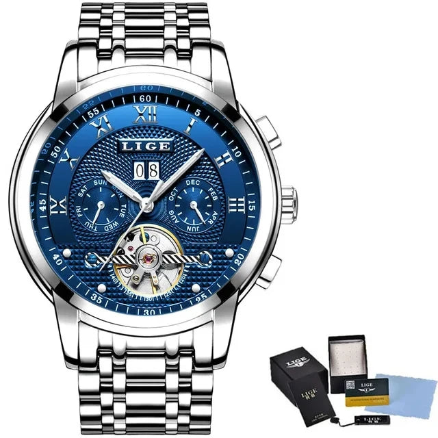LIGE Men Mechanical Style Watch