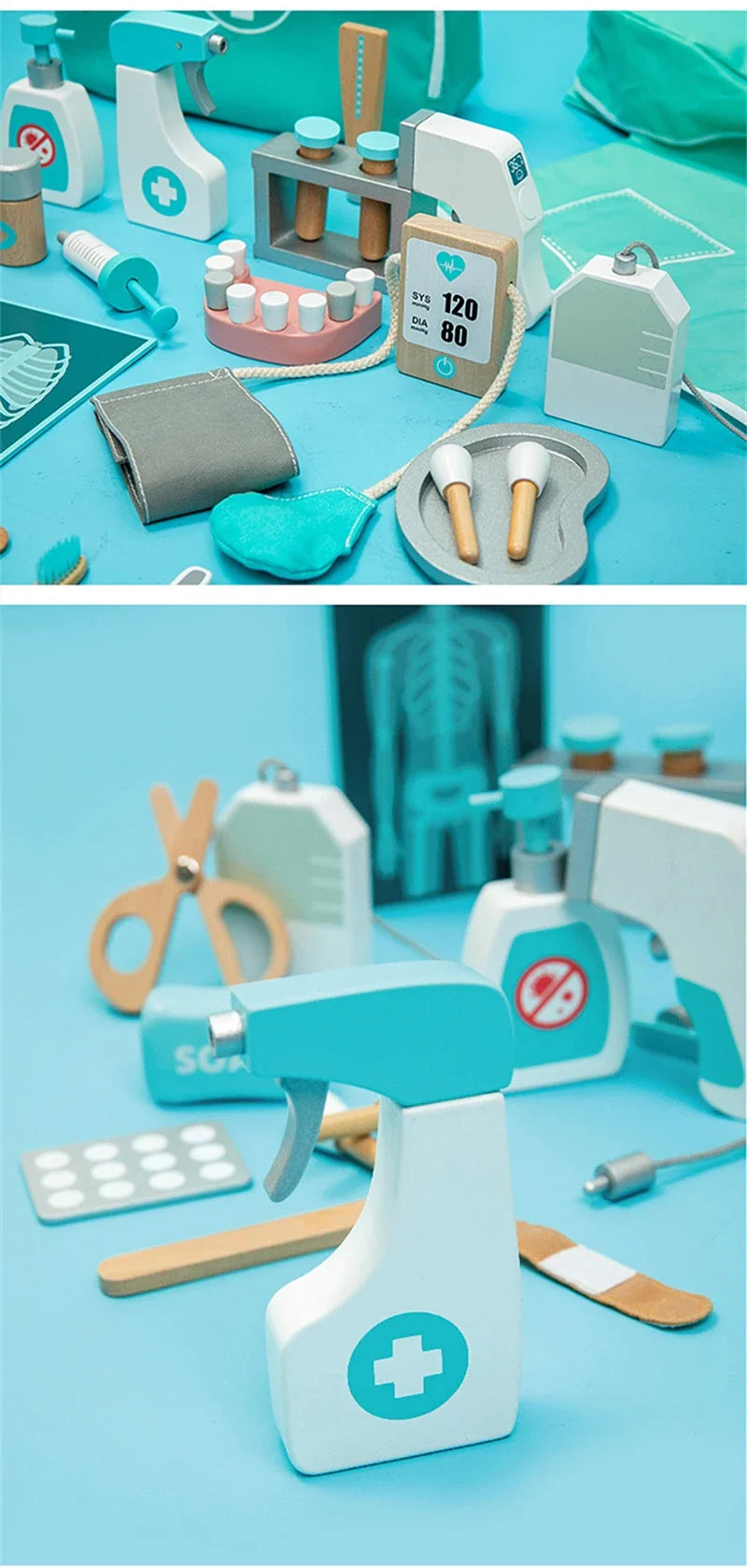 Educational Toys For Kids Toys Role Pretend Play Toy Wooden Pretend Play Doctor Children's Toy Girl Medical Simulation Toys Set