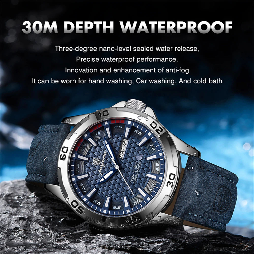 PAAZOMU Original Man Wristwatch Top Luxury Waterproof Luminous Date Week Watch For Men Quartz Sport Leather Men's Watches Reloj