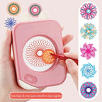 Creative Educational Toy Set for Kids Storage Box with Interlocking Gear Wheels Drawing Ruler Paper Pens and Spirograph Design