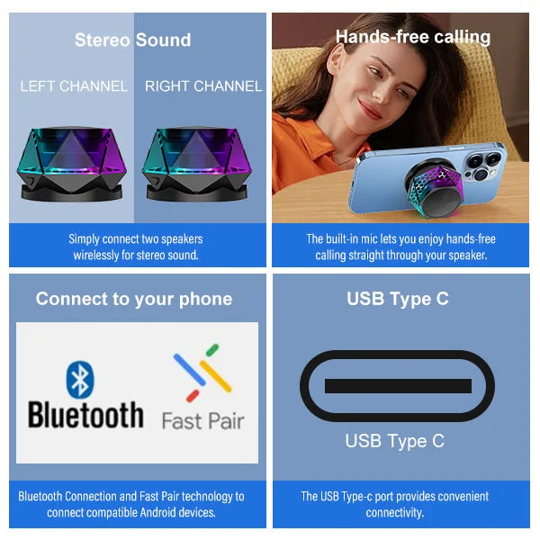 Portable Bluetooth Speakers 5W for Mobile Phone G200 Mini Cooler Sound Box for Computer Car Music Magnetic Wireless Megaphone