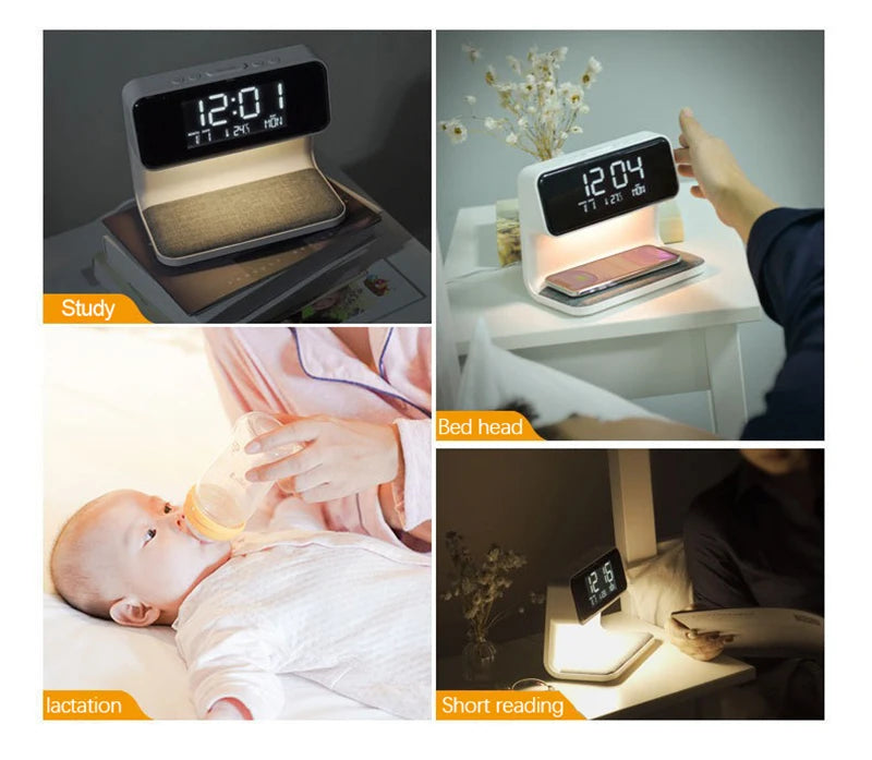 Bedroom Bedside Lamp Clock Made Of ABS Material Suitable For Home/Office Holiday Atmosphere Decoration USB Plug In Use