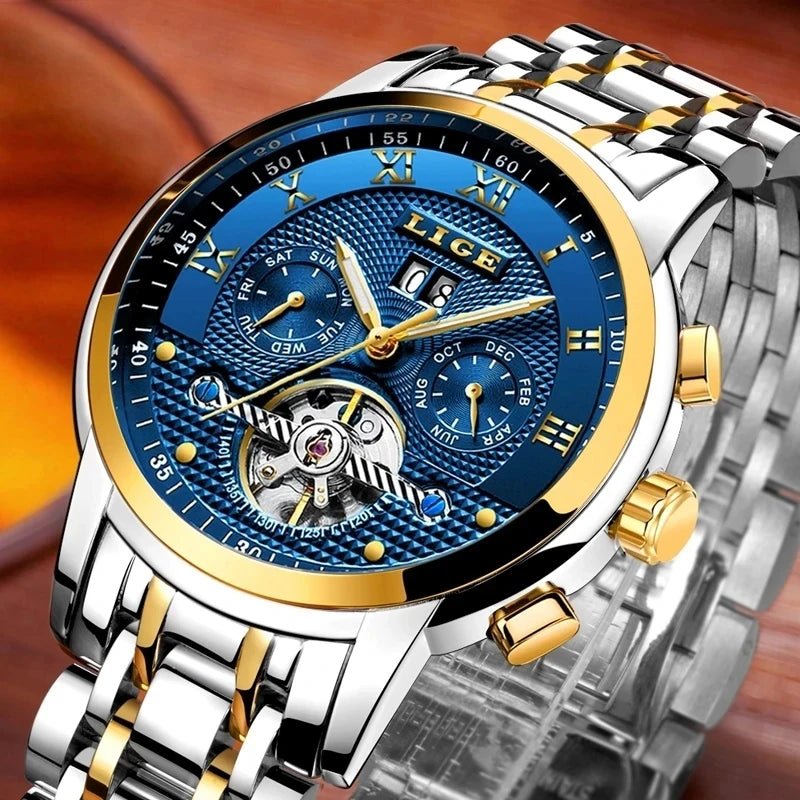 LIGE Men Mechanical Style Watch