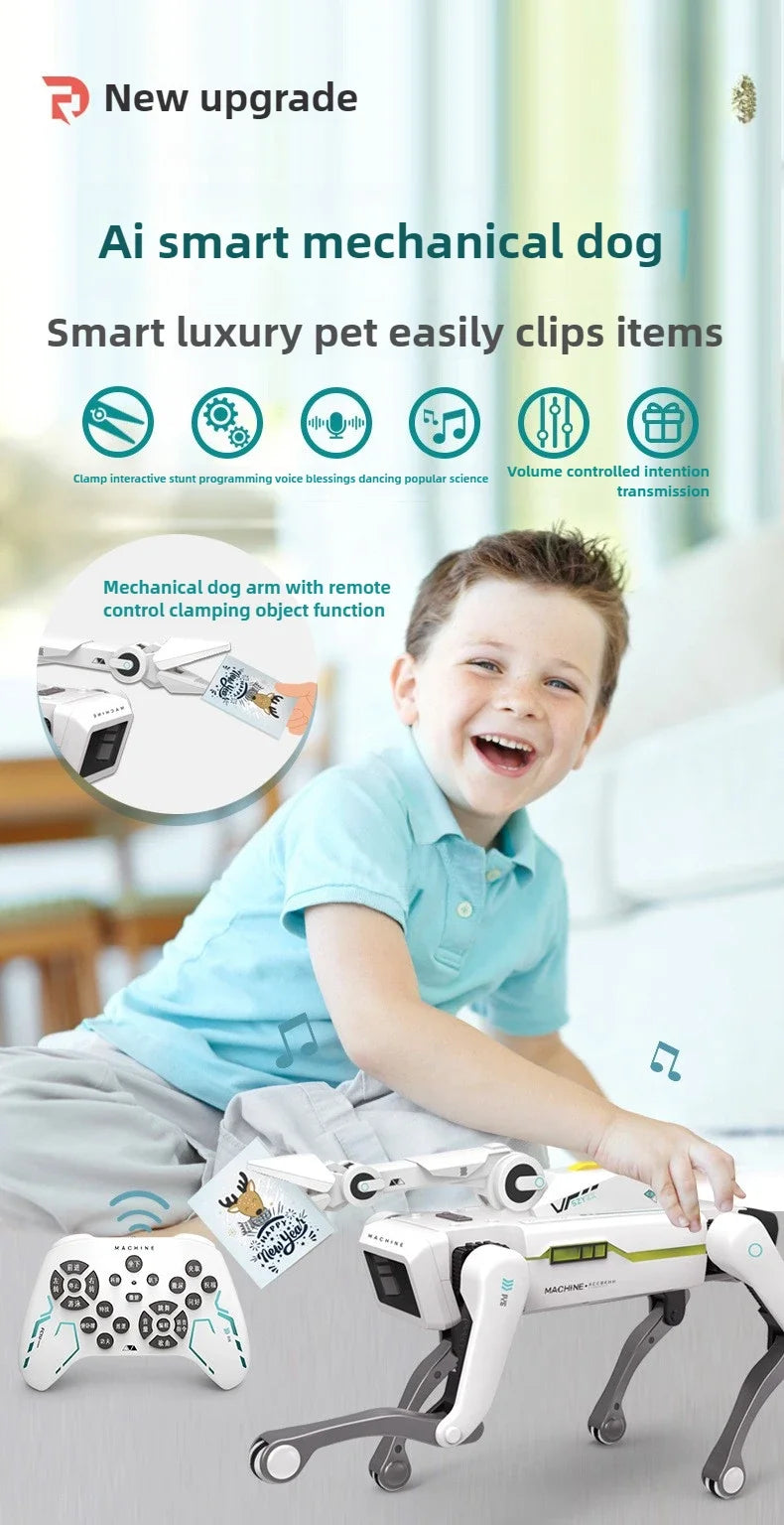 Teeggi Electric RC Intelligent Robot Dog Multifunction RC Mechanical Dog with turret Educational Toy Bionic Smart Robot Toy Gift