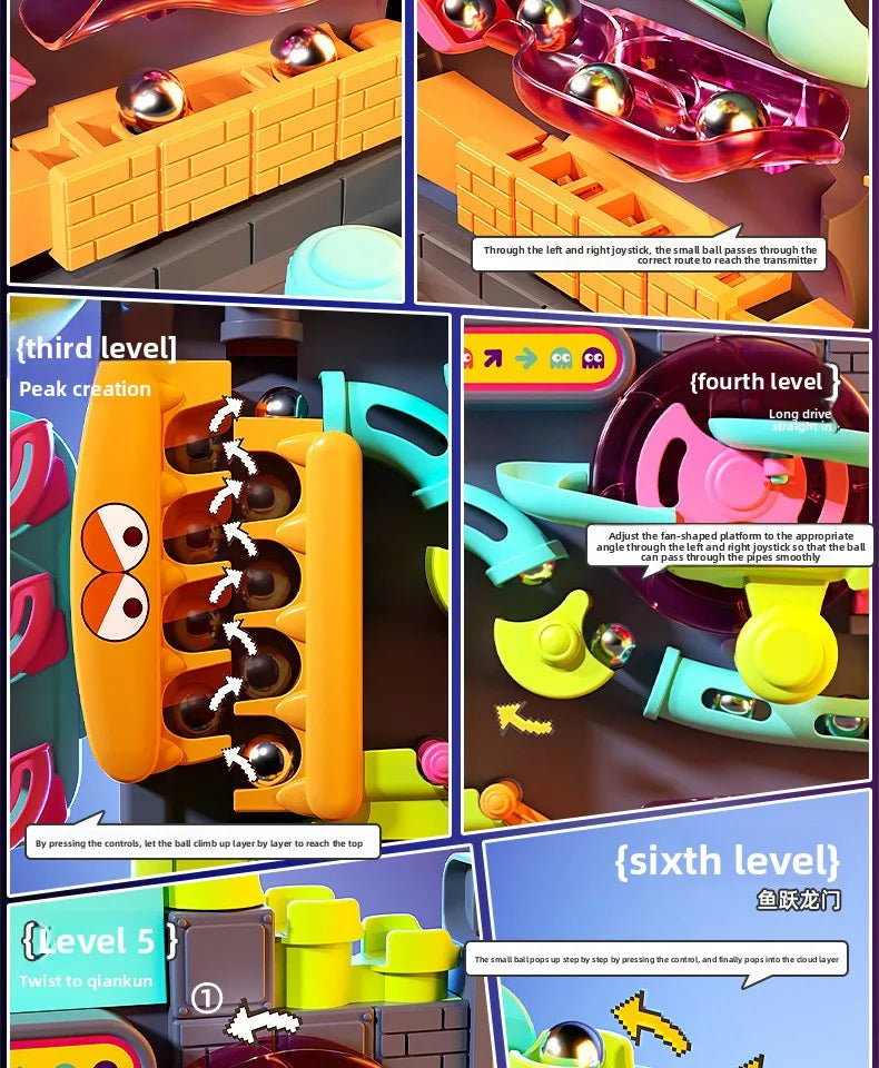 Educational Montessori Toys Multilayer Track Adventure Game Rail Rolling Ball Model Interactive Brain Kids Christmas gift