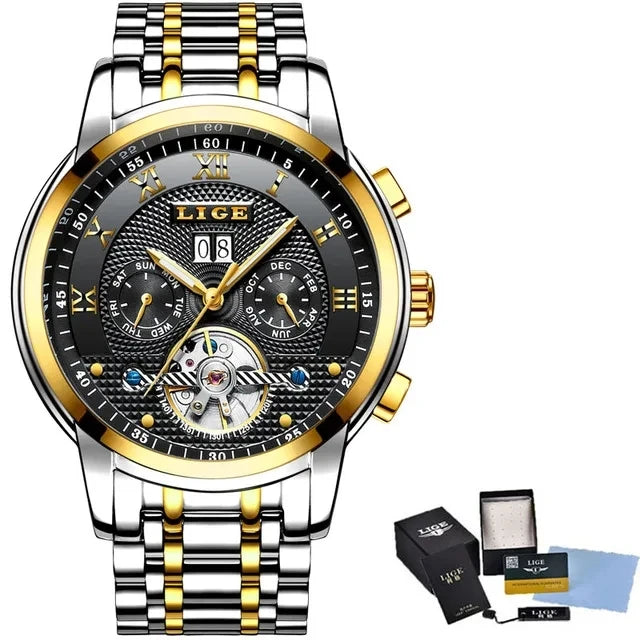 LIGE Men Mechanical Style Watch
