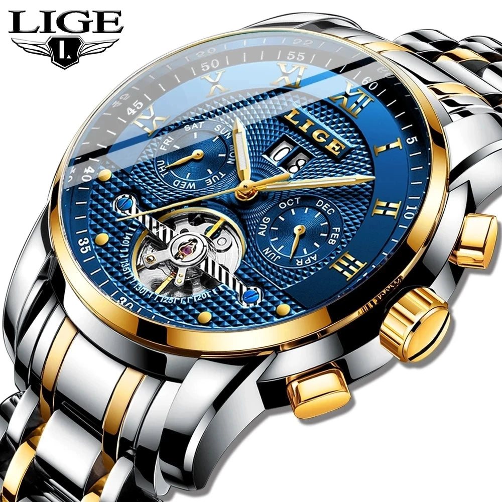 LIGE Men Mechanical Style Watch