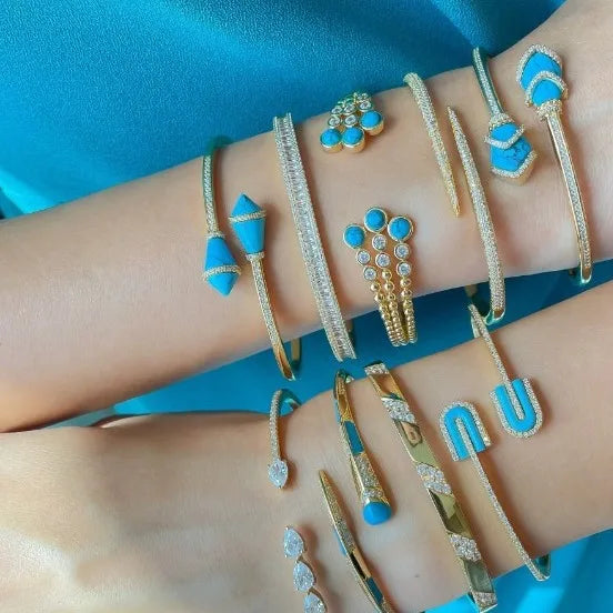 Luxury Zircon Bracelet & Ring Set – 18K Gold Plated Bridal Jewelry UAE