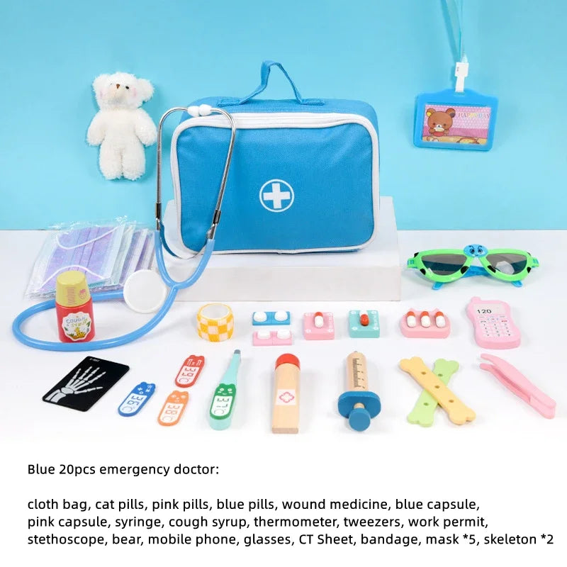 Educational Toys For Kids Toys Role Pretend Play Toy Wooden Pretend Play Doctor Children's Toy Girl Medical Simulation Toys Set