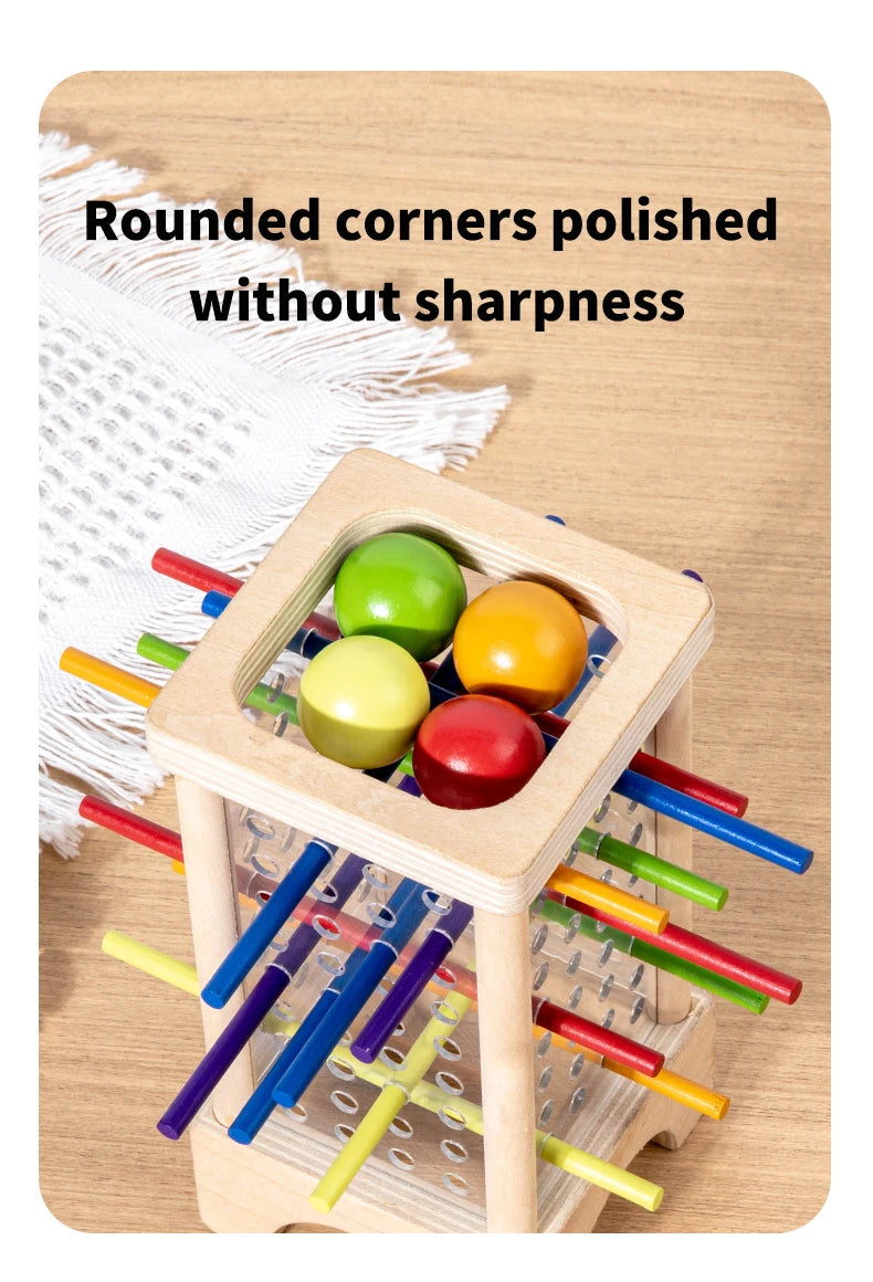 Wooden Stick Board Game Parent Child Interaction Montessori Wooden Toys, 4-sided Acrylic Cylinder Game, Stick Picking Game