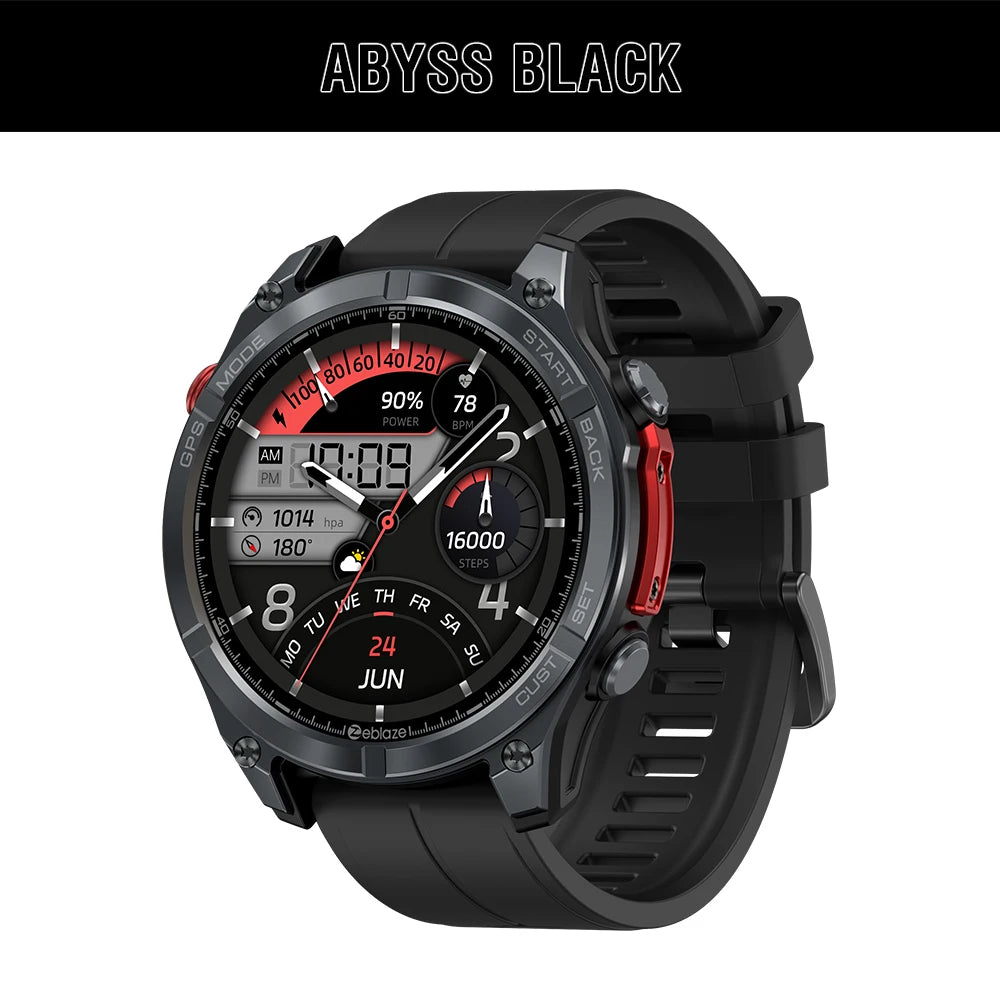 NEW 2025 Zeblaze Stratos 4 GPS Smartwatch 1.43" AMOLED Screen Compass Barometric Altimeter Flashlight Voice Calling Smart Watch