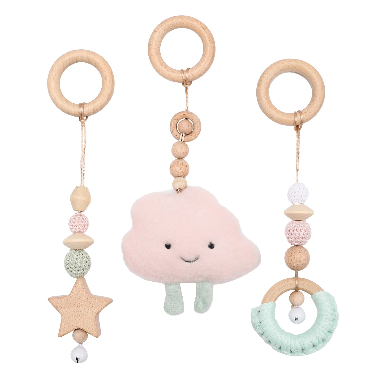 1set Baby Wooden Rattle Toys Play Gym Mobile Hanging Sensory Toys Foldable Play Gym Frame Activity Gym Baby Room Decorations Toy