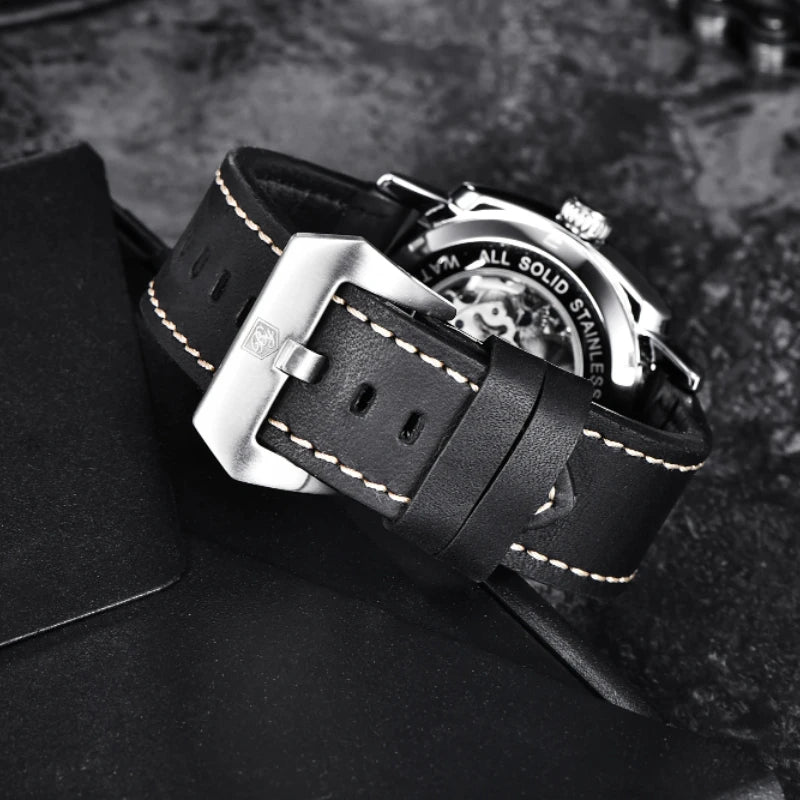 BENYAR Watch for Men Luxury Skeleton Tourbillon Automatic Mechanical Mens Watch 30M Waterproof Leather Strap Sports Reloj Hombre