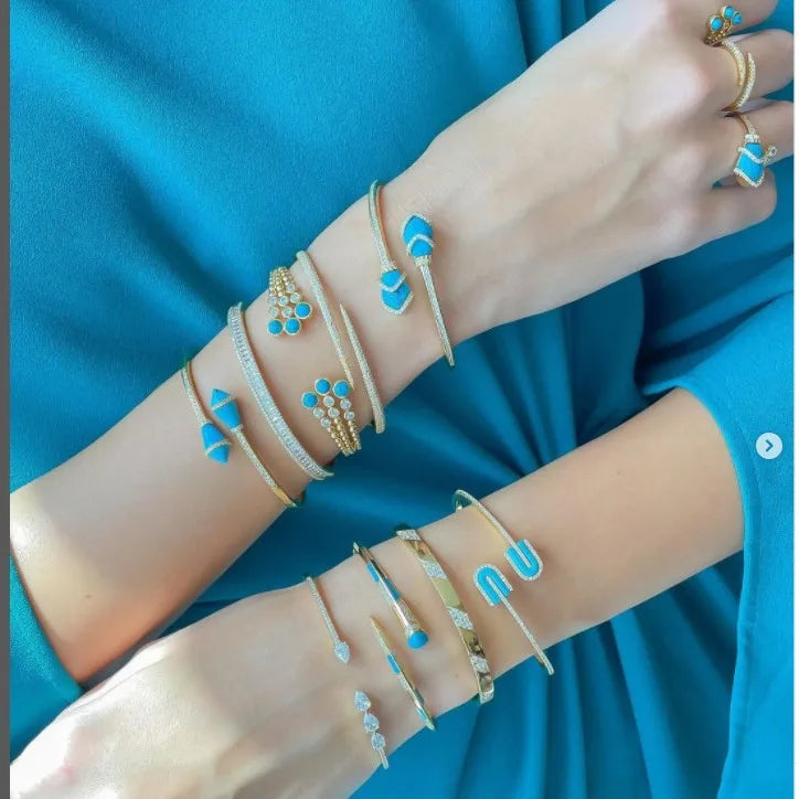 Luxury Zircon Bracelet & Ring Set – 18K Gold Plated Bridal Jewelry UAE