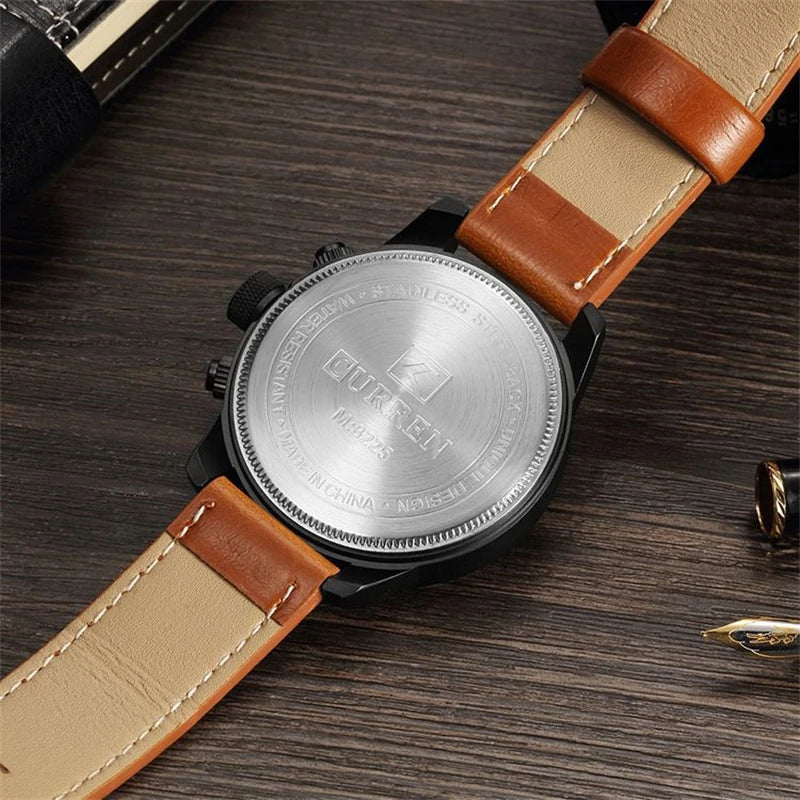 High-End, Light Luxury, Fashionable Men's Watch, Multifunctional Calendar Leather Strap, Business Casual Versatile Stylish Male Student Trendy Wristwatch, the Best Gift for Him, Eid Al-Fitr, Christmas, Father's Day, Teacher's