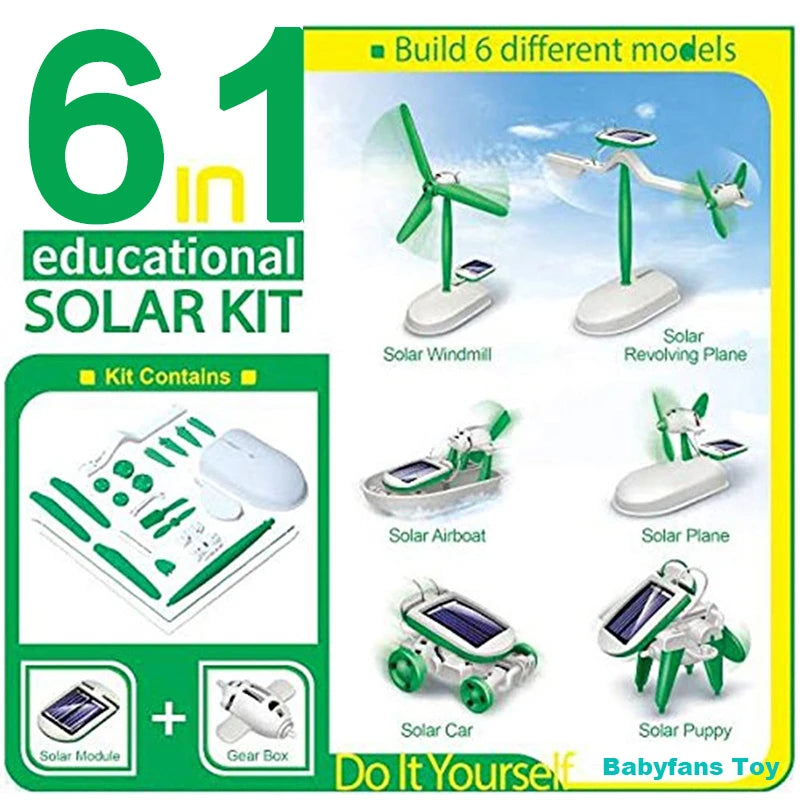 New Toys DIY 6 IN 1 Solar Powered Diy Robotic Kit  Educational   Electric Car Boys Gift  Toy for Kids  Educational Toys