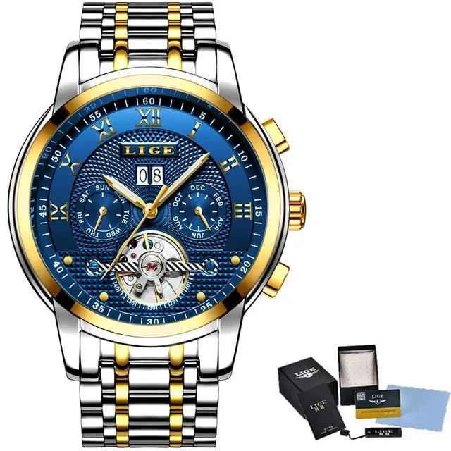 LIGE Men Mechanical Style Watch