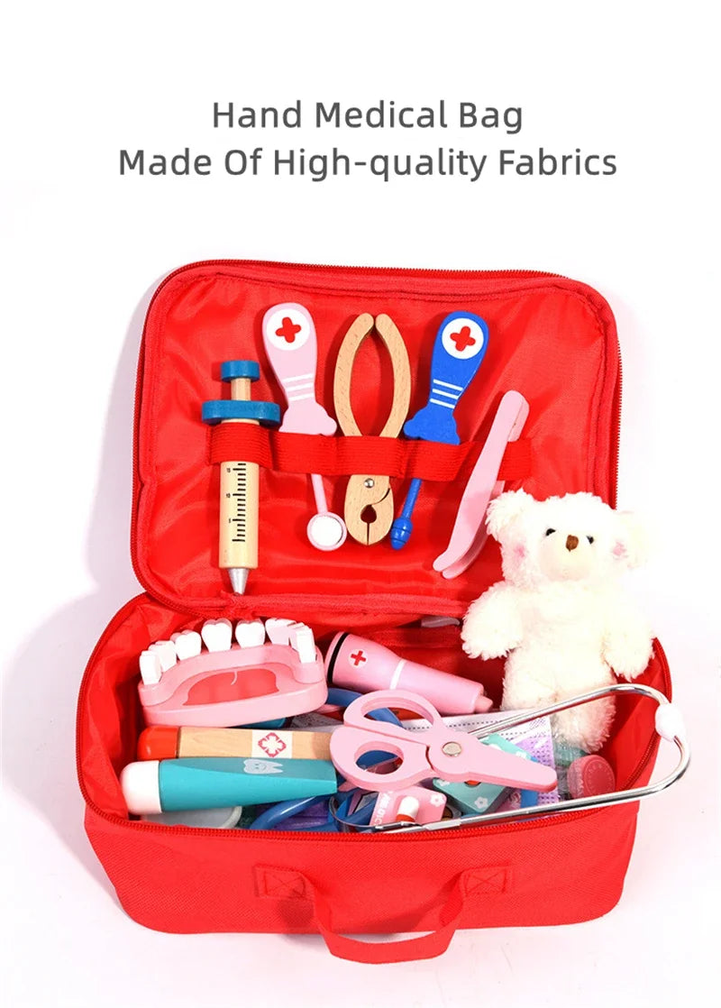Educational Toys For Kids Toys Role Pretend Play Toy Wooden Pretend Play Doctor Children's Toy Girl Medical Simulation Toys Set