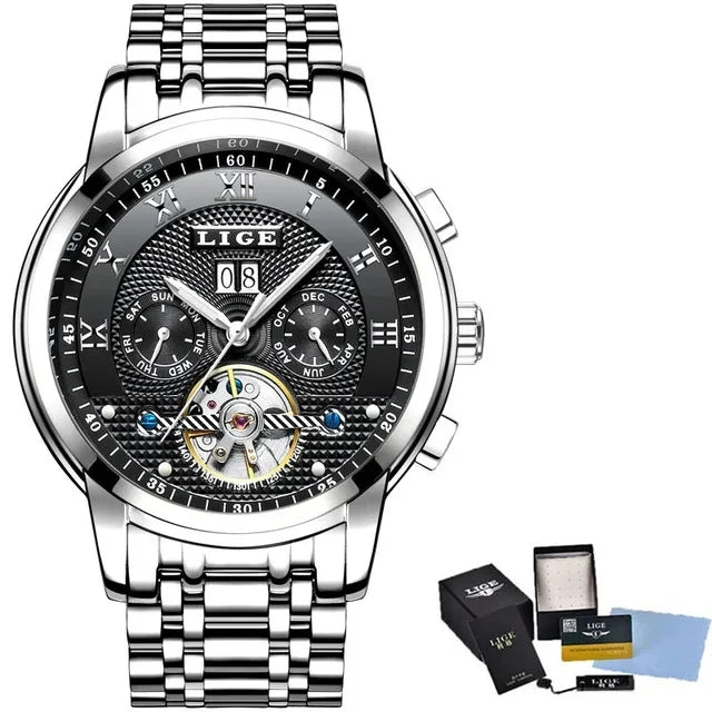 LIGE Men Mechanical Style Watch