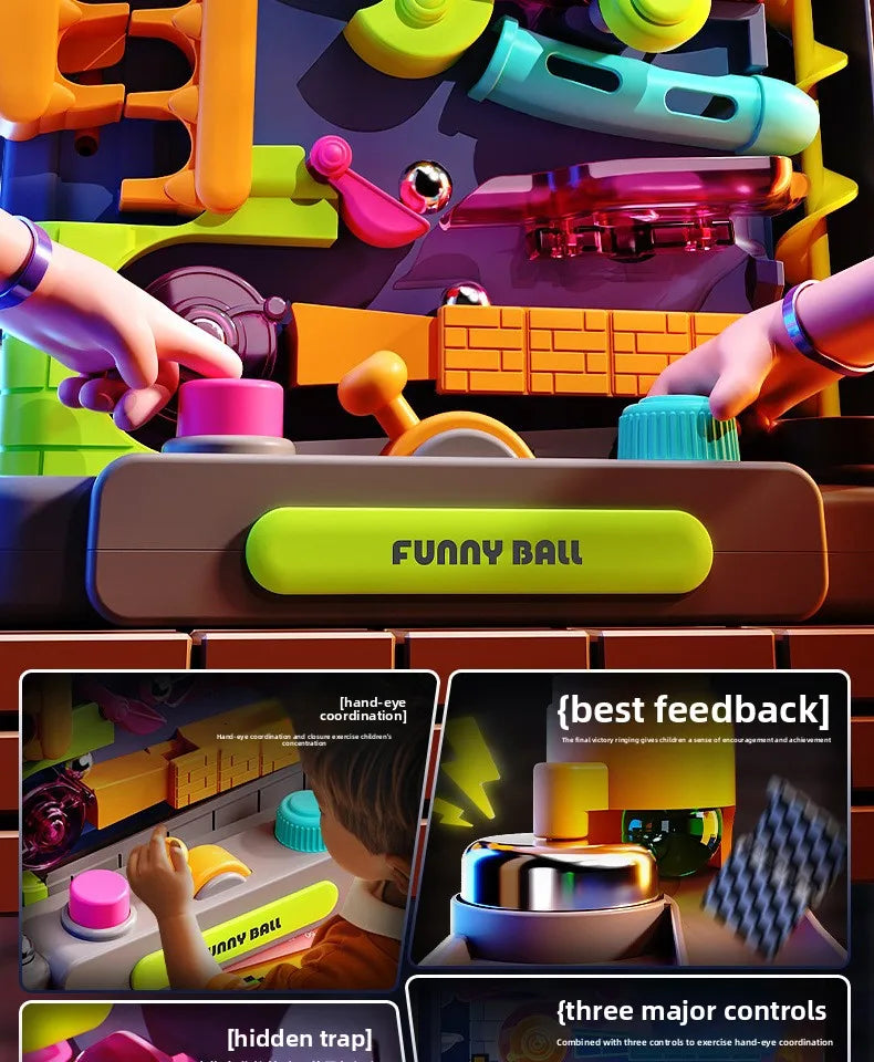 Educational Montessori Toys Multilayer Track Adventure Game Rail Rolling Ball Model Interactive Brain Kids Christmas gift