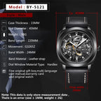 BENYAR Watch for Men Luxury Skeleton Tourbillon Automatic Mechanical Mens Watch 30M Waterproof Leather Strap Sports Reloj Hombre