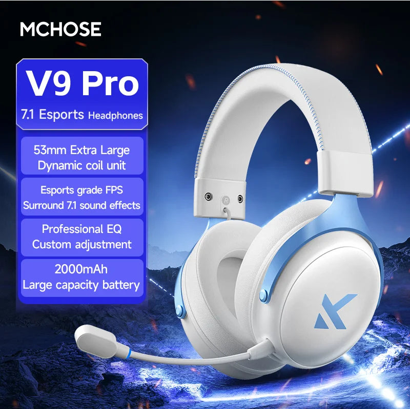 Original MCHOSE V9 PRO Music Esports Gaming Headphones 3-mode Wireless Noise Reduction Mic Customized Head-mounted