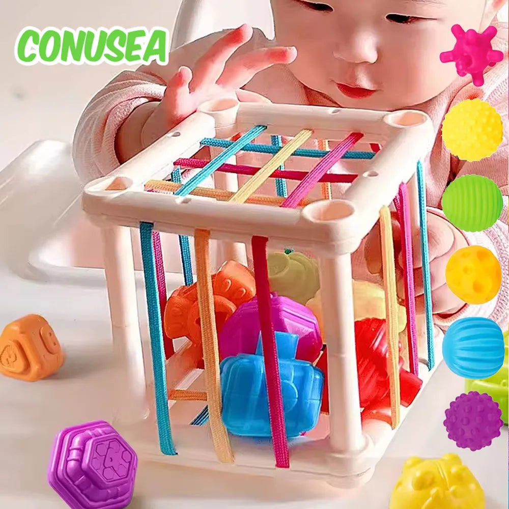 Montessori Baby Toys 18 Months Sensory Development Learning Educational Toys Colorful Blocks Sorting Game For Babies Infant