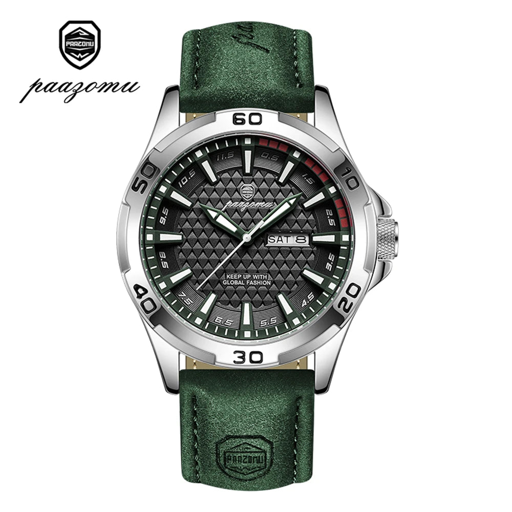 PAAZOMU Original Man Wristwatch Top Luxury Waterproof Luminous Date Week Watch For Men Quartz Sport Leather Men's Watches Reloj