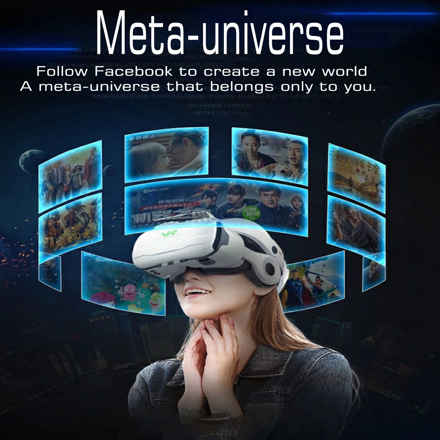 Shinecon Virtual Reality VR Glasses 3D Headset Viar Device Smart Helmet Lenses Goggle For Mobile Phone Cell Smartphone Headphone