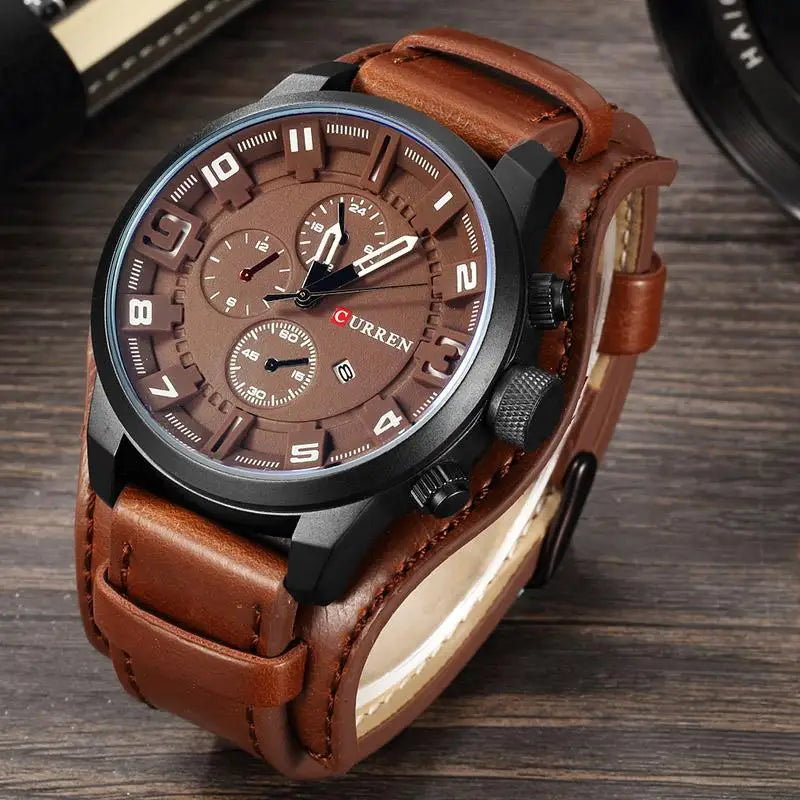 High-End, Light Luxury, Fashionable Men's Watch, Multifunctional Calendar Leather Strap, Business Casual Versatile Stylish Male Student Trendy Wristwatch, the Best Gift for Him, Eid Al-Fitr, Christmas, Father's Day, Teacher's