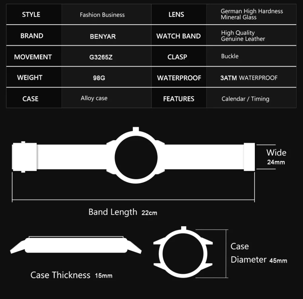 BENYAR Watch for Men Luxury Skeleton Tourbillon Automatic Mechanical Mens Watch 30M Waterproof Leather Strap Sports Reloj Hombre