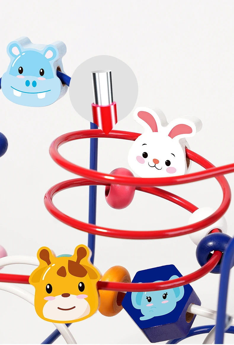 Wooden Toys Bead Maze Colorful Animals Fruits Shapes Educational Counting Learning Circle Toys Kids Classic Gifts for Toddlers