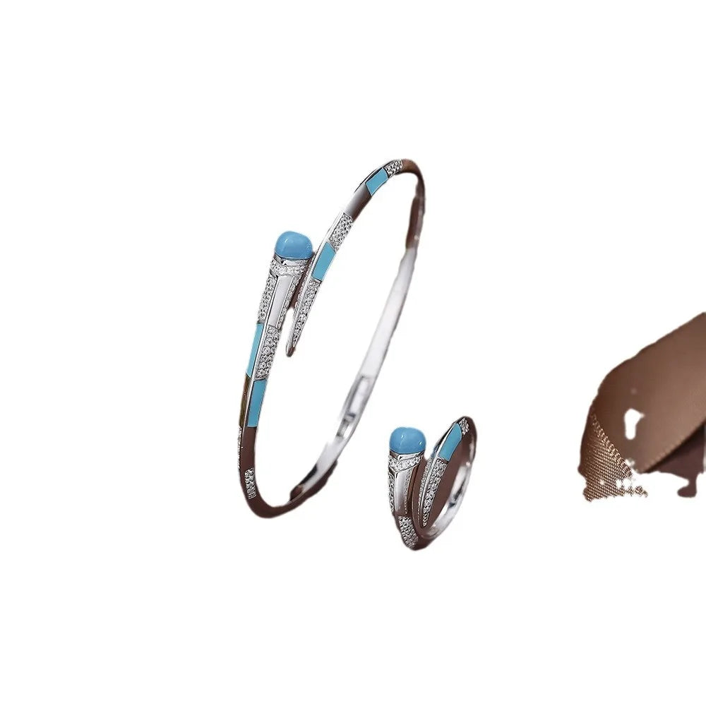 Luxury Zircon Bracelet & Ring Set – 18K Gold Plated Bridal Jewelry UAE