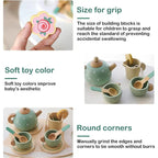 Wooden Afternoon Tea Set Toy Pretend Play Food Learning Role Play Game Early Educational Toys for Toddlers Girls Boys Kids Gifts