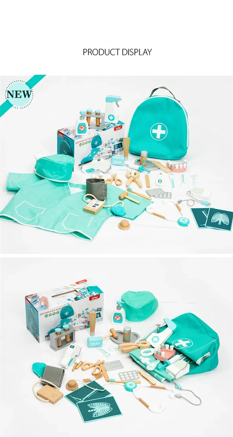 Educational Toys For Kids Toys Role Pretend Play Toy Wooden Pretend Play Doctor Children's Toy Girl Medical Simulation Toys Set