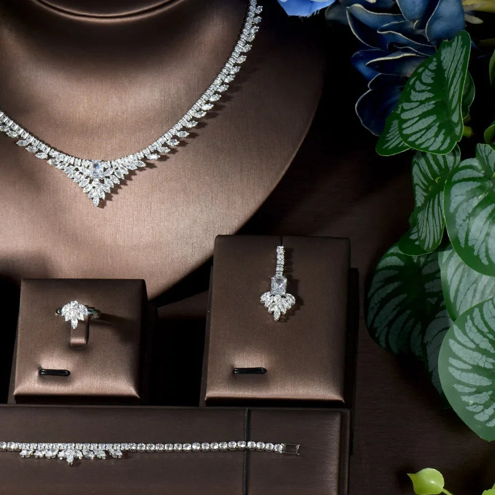 HIBRIDE 4-Piece Zircon Jewelry Set – Bridal Gift UAE