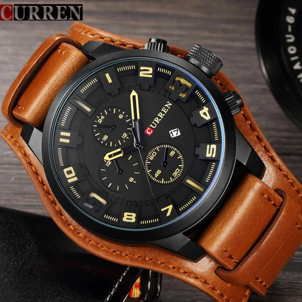 High-End, Light Luxury, Fashionable Men's Watch, Multifunctional Calendar Leather Strap, Business Casual Versatile Stylish Male Student Trendy Wristwatch, the Best Gift for Him, Eid Al-Fitr, Christmas, Father's Day, Teacher's