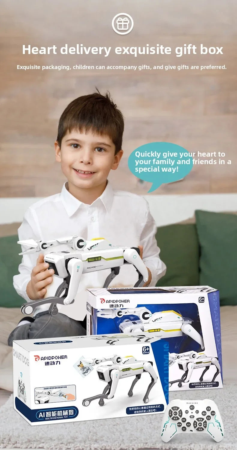 Teeggi Electric RC Intelligent Robot Dog Multifunction RC Mechanical Dog with turret Educational Toy Bionic Smart Robot Toy Gift